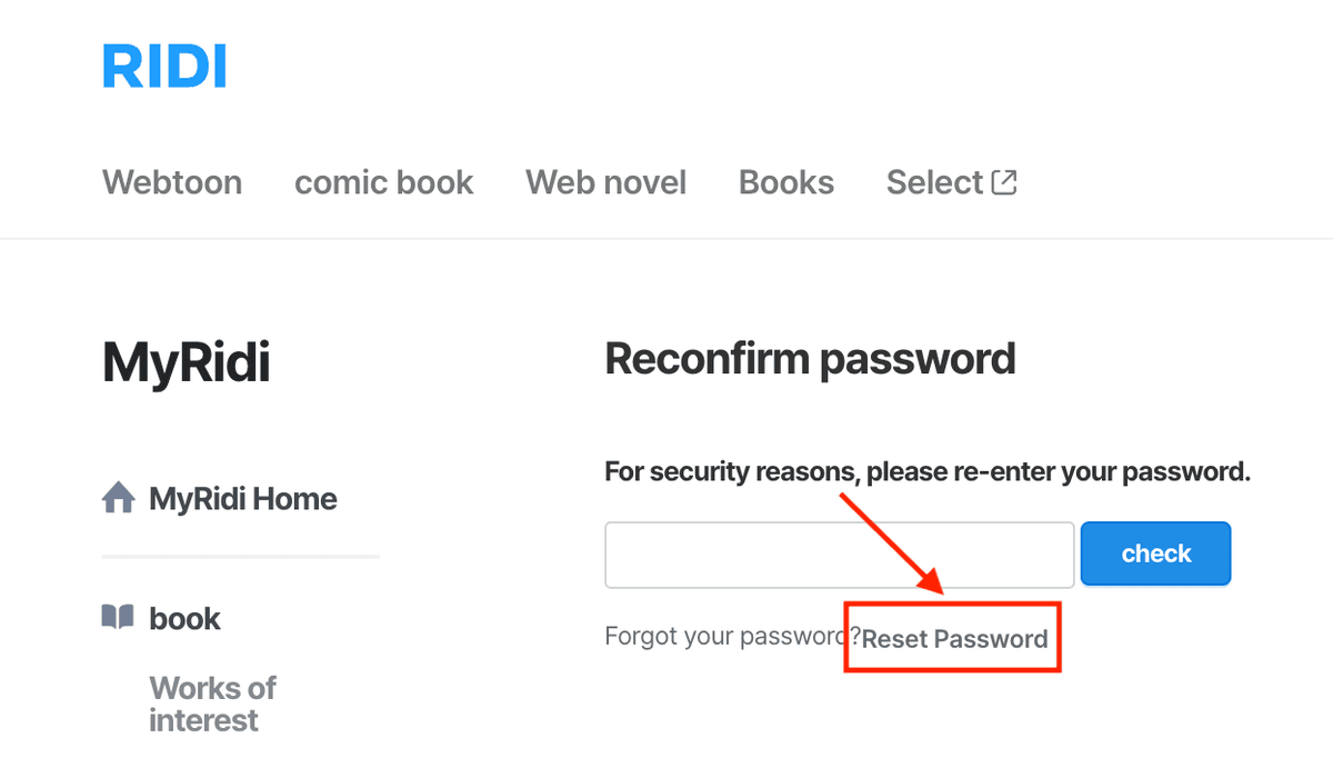 Click Reset Password button